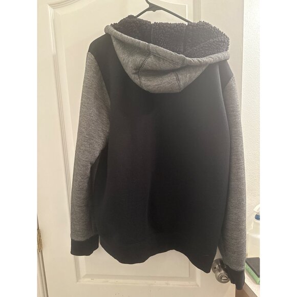 Surplus Mens XL Hooded Jacket Cotton/Polyester Blend Black/Grey Sherpa Lined Ful - Picture 6 of 6